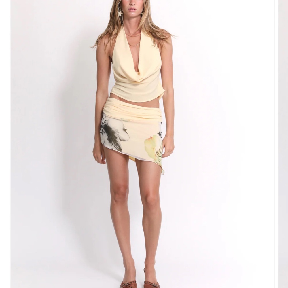 Katali Floral Butter Yellow Skirt Set